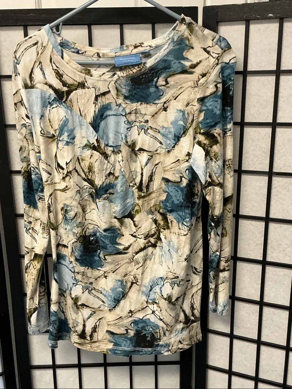 Simply Vera Vera Wang Blue Floral Long-Sleeve Top